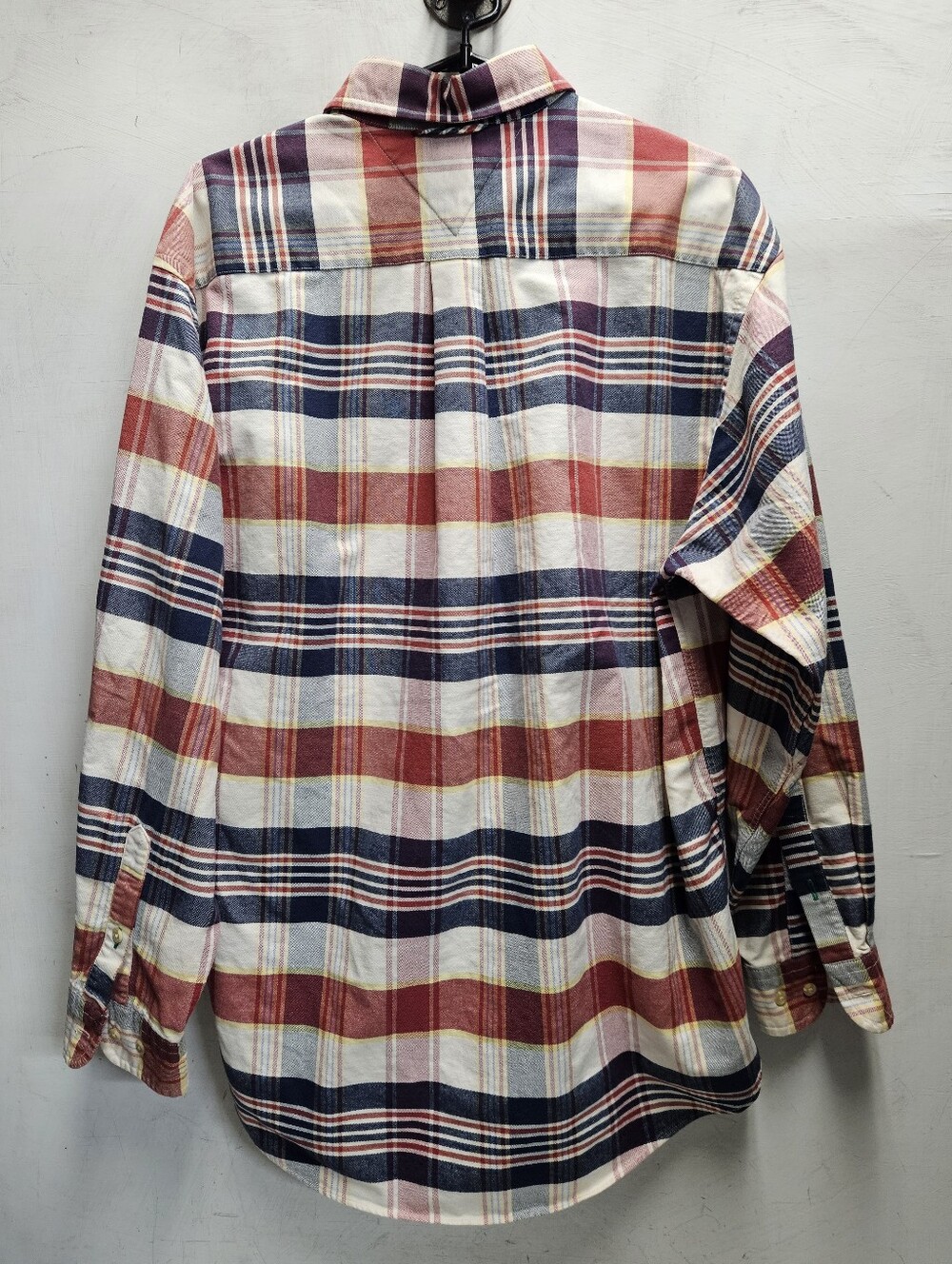 Vintage Tommy Hilfiger Medium Oversized Embroidered Casual Plaid Dress Shirt - Picture 6 of 7
